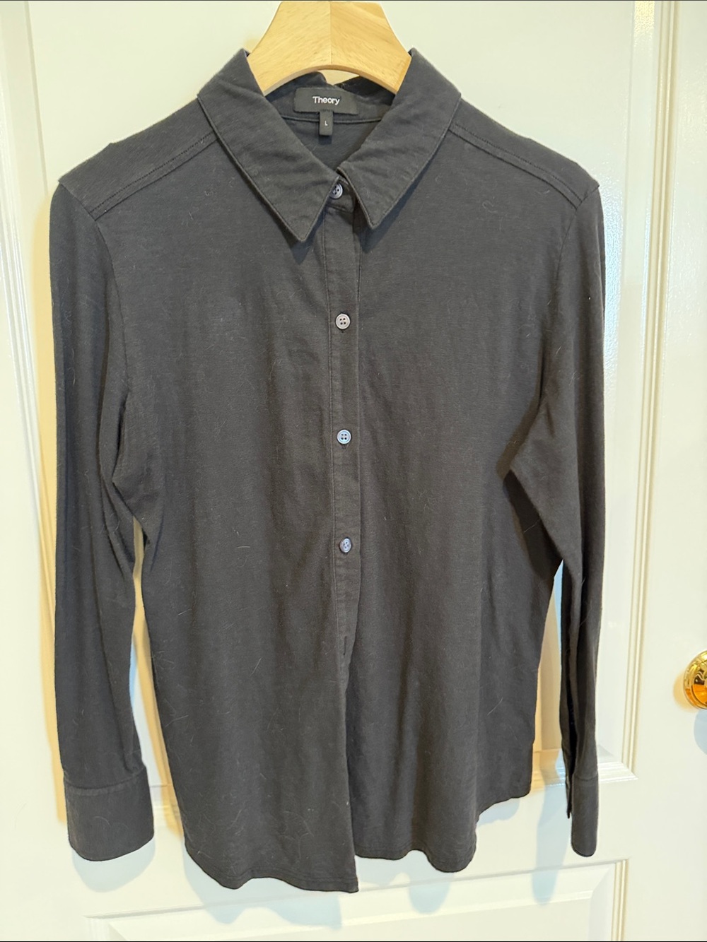 Theory Black Casual Button-Down Shirt